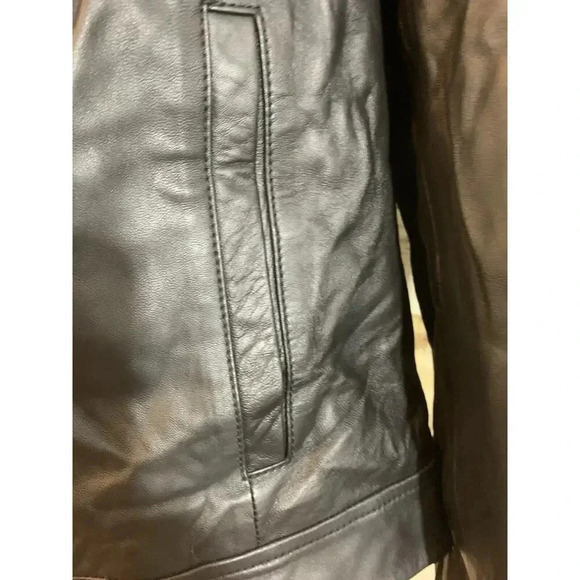 Michael Kors Real Leather Moto Jacket Asymmetrical Zip Black NWT $250 - 1X AS IS - Picture 9 of 16